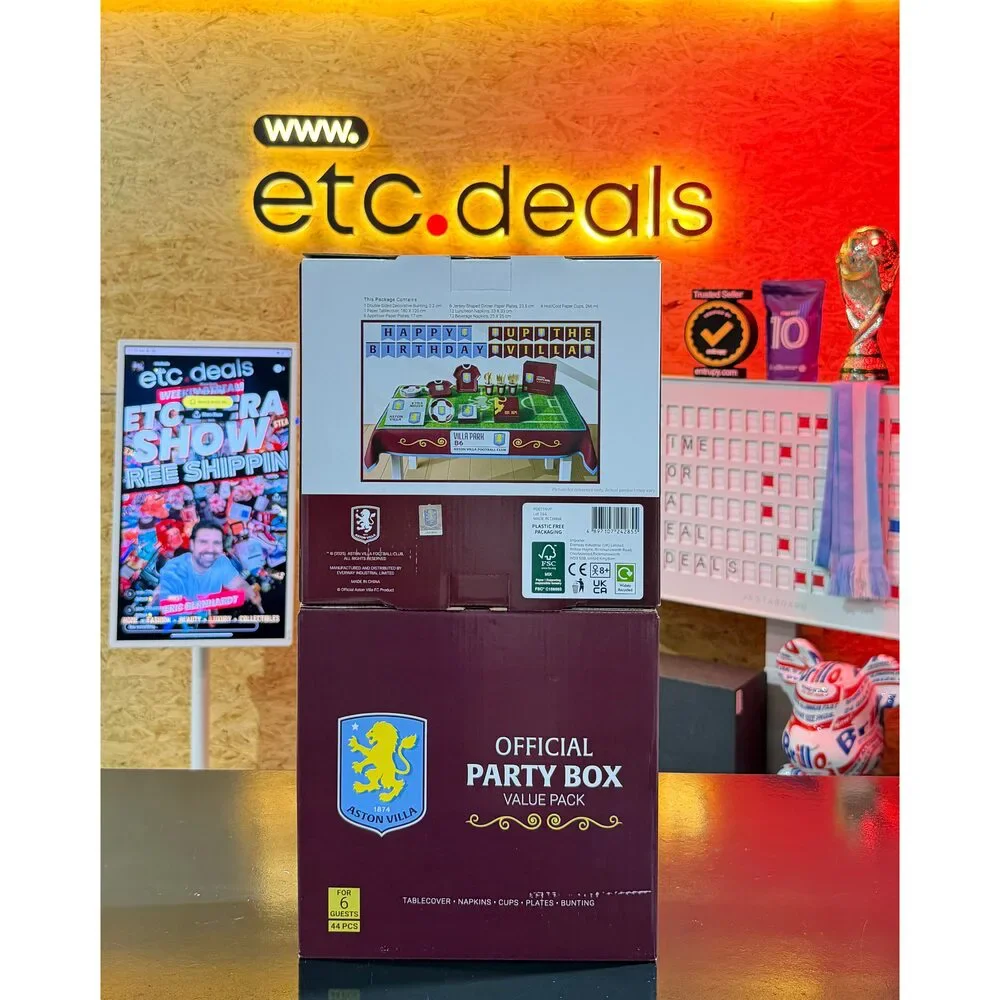 Aston Villa FC Official Licensed All-in-One Party Box – 44 Pieces for 6 Guests